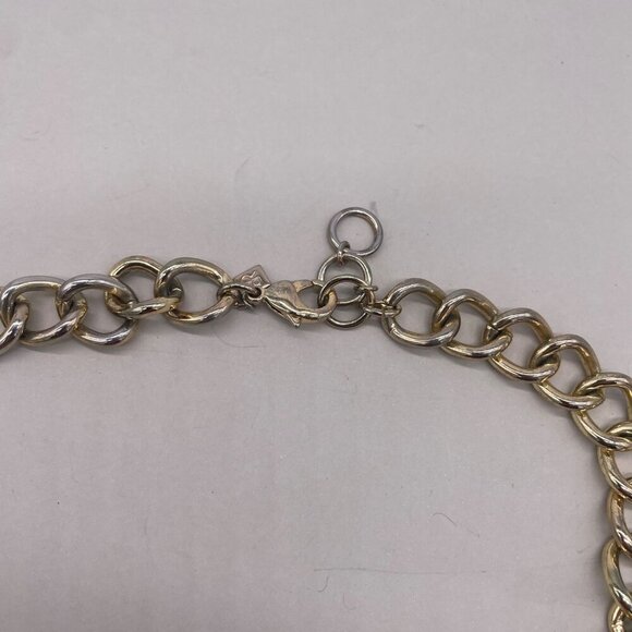 Banana Republic Gold Tone Chain Link Necklace With Orange Floral Beads & Yellow - Picture 4 of 5